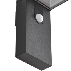 Prios LED-Solar-Wandleuchte Aurino, schwarz, Sensor, IP44