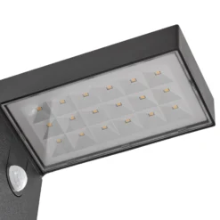 Prios LED-Solar-Wandleuchte Aurino, schwarz, Sensor, IP44