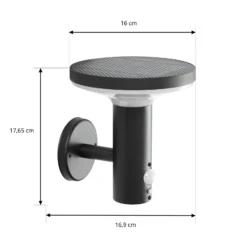 Prios LED-Solarwandleuchte Kalen, 17 cm, schwarz, Sensor