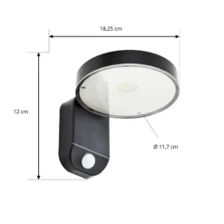 Prios LED-Solar-Wandleuchte Tarlson, rund, anthrazit, Sensor