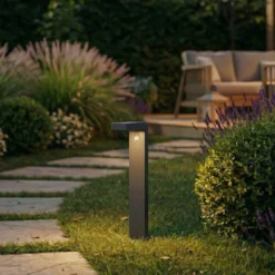 Prios LED-Solar-Wegeleuchte Aurino, schwarz, 75 cm, Sensor