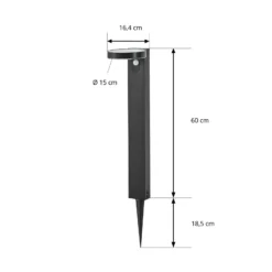 Prios LED-Solar-Wegeleuchte Tarlson, rund, anthrazit, Sensor
