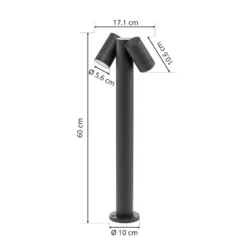 Prios Wegeleuchte Tulimar, 2-flg., 60cm, Metall, IP65