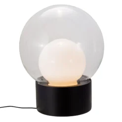 pulpo Tischleuchte Boule Medium, klar/opal/schwarz, Glas