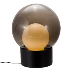 pulpo Tischleuchte Boule Medium, rauchgrau/opal/schwarz