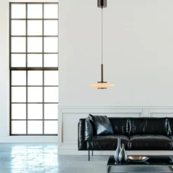 PURE LED-Hängelampe Vitrum braun/opal Glas/Aluminium Ø 22 cm