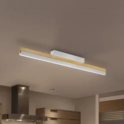 Quitani LED-Deckenleuchte Keijo, nickel/eiche