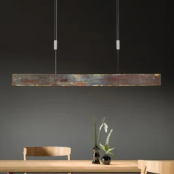 Quitani LED-Hängelampe Malu, gold oxidiert, Länge 100 cm