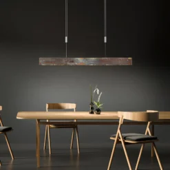 Quitani LED-Hängelampe Malu, gold oxidiert, Länge 100 cm