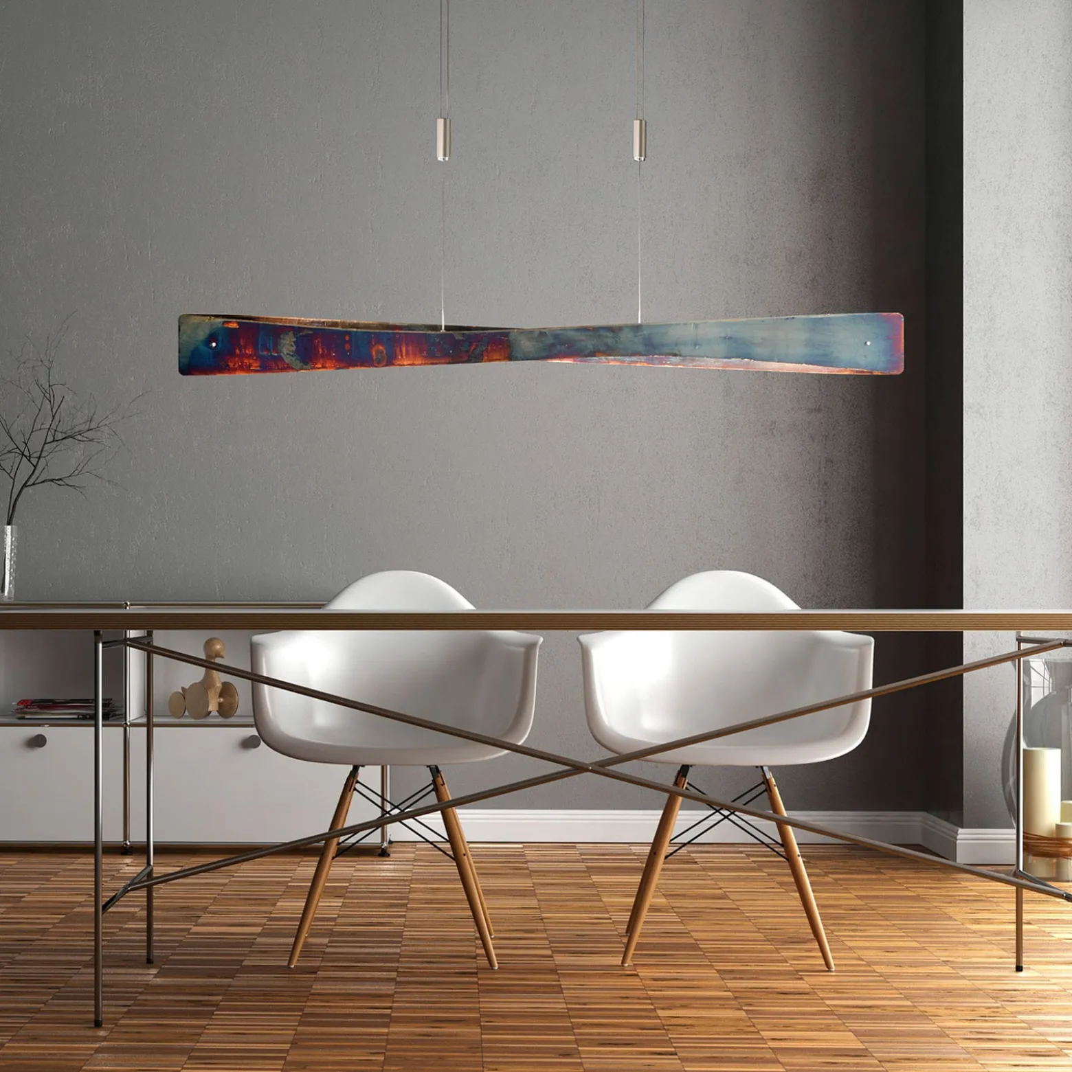 Quitani LED-Hängeleuchte Lian, gold oxidiert