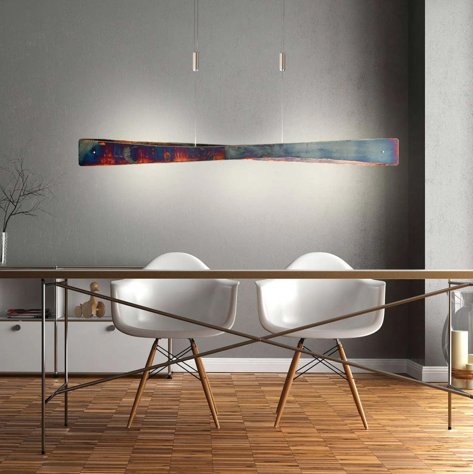 Quitani LED-Hängeleuchte Lian, gold oxidiert