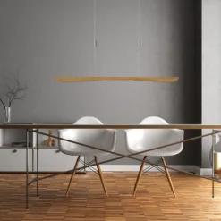 Quitani LED-Pendellampe Hiba, eiche natur, Länge 118 cm