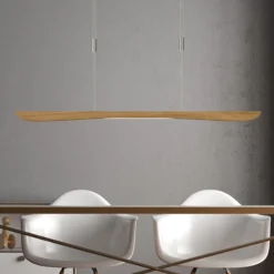 Quitani LED-Pendellampe Hiba, eiche natur, Länge 118 cm