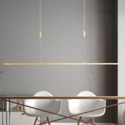 Quitani LED-Pendellampe Tolu, Länge 139 cm, messing