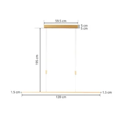 Quitani LED-Pendellampe Tolu, Länge 139 cm, messing