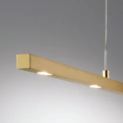 Quitani LED-Pendellampe Tolu, Länge 139 cm, messing