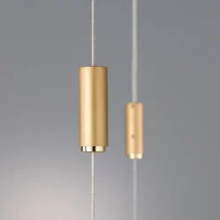Quitani LED-Pendellampe Tolu, Länge 139 cm, messing