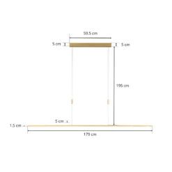 Quitani LED-Pendellampe Tolu, Länge 179 cm, messing