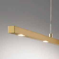 Quitani LED-Pendellampe Tolu, Länge 179 cm, messing