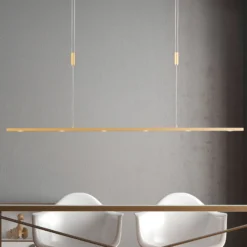 Quitani LED-Pendellampe Tolu, Länge 119 cm, messing