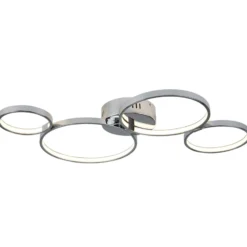 Ringförmige LED-Deckenleuchte Solexa in Chromoptik