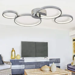 Ringförmige LED-Deckenleuchte Solexa in Chromoptik