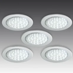 R 68-LED Einbaustrahler in Edelstahloptik, 5er-Set