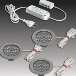 R 68-LED Einbaustrahler in Edelstahloptik, 5er-Set