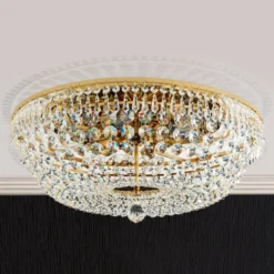 Runde Kristalldeckenleuchte SHERATA, gold 55 cm