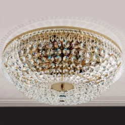 Runde Kristalldeckenleuchte SHERATA, gold 55 cm
