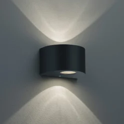 Runde LED-Außenwandleuchte Rosario, schwarz