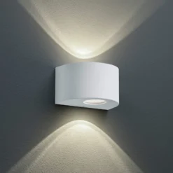 Runde LED-Außenwandleuchte Rosario, weiß