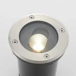 Runde LED-Bodeneinbauleuchte Doris, Edelstahl