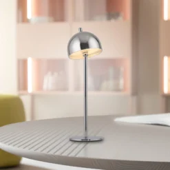 SCHÖNER WOHNEN LED-Akku-Tischlampe Bellies, chrom, IP54