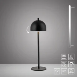 SCHÖNER WOHNEN LED-Akku-Tischlampe Bellies, schwarz, IP54