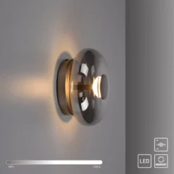 SCHÖNER WOHNEN LED-Deckenlampe Posh, Rauchglas, 3.000 K