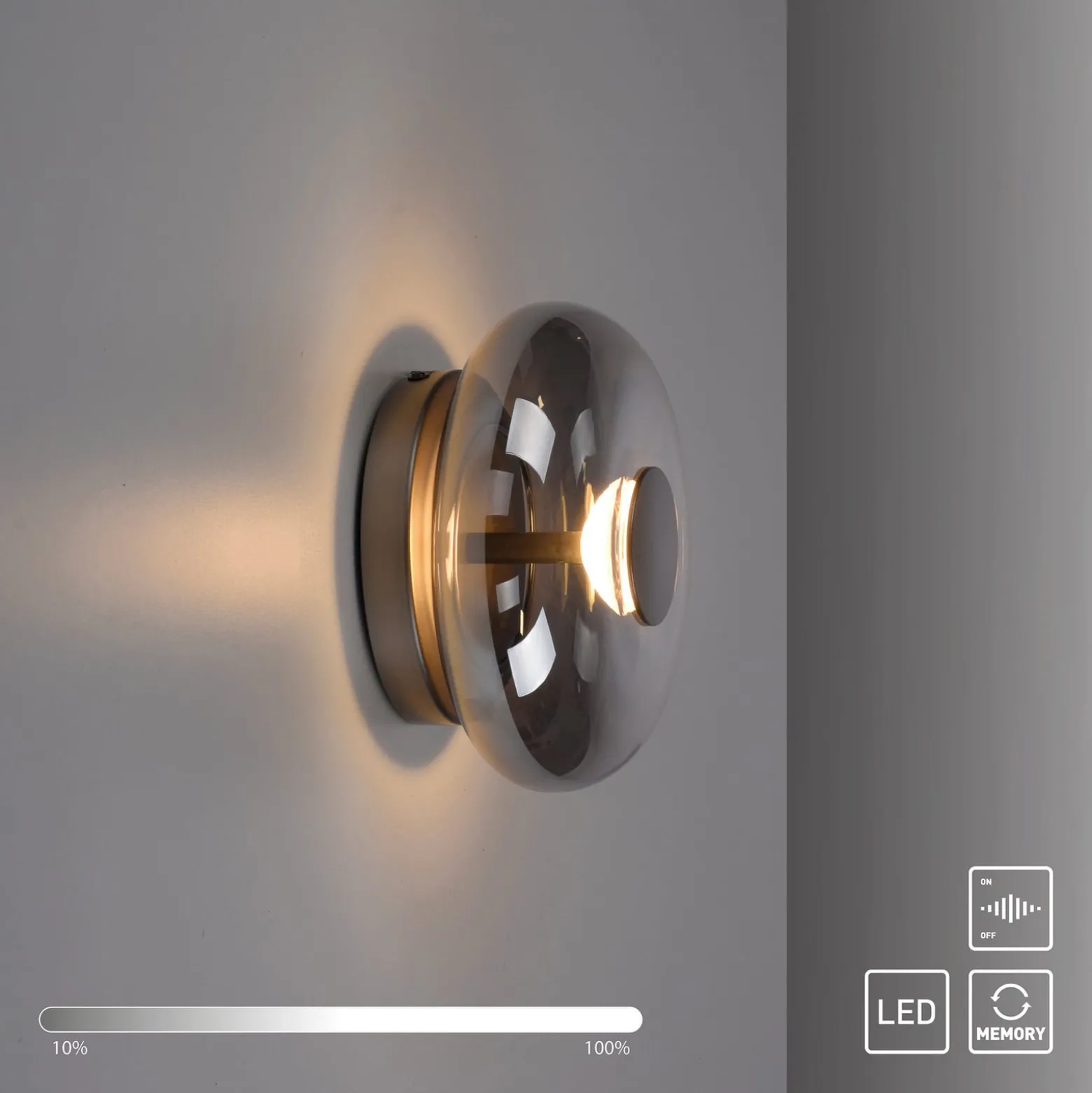 SCHÖNER WOHNEN LED-Deckenlampe Posh, Rauchglas, 3.000 K