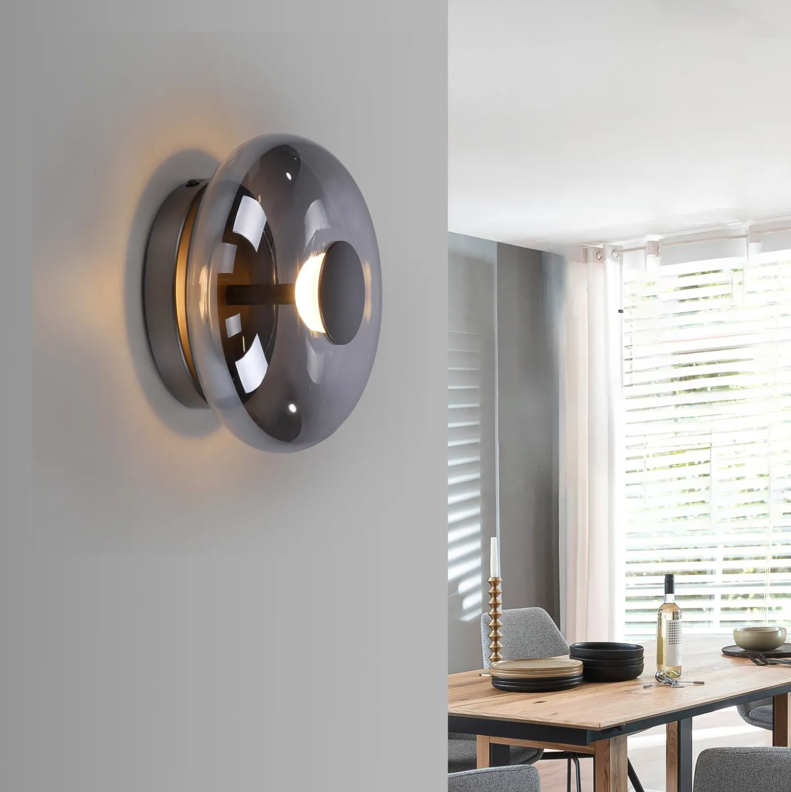 SCHÖNER WOHNEN LED-Deckenlampe Posh, Rauchglas, 3.000 K