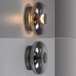 SCHÖNER WOHNEN LED-Deckenlampe Posh, Rauchglas, 3.000 K