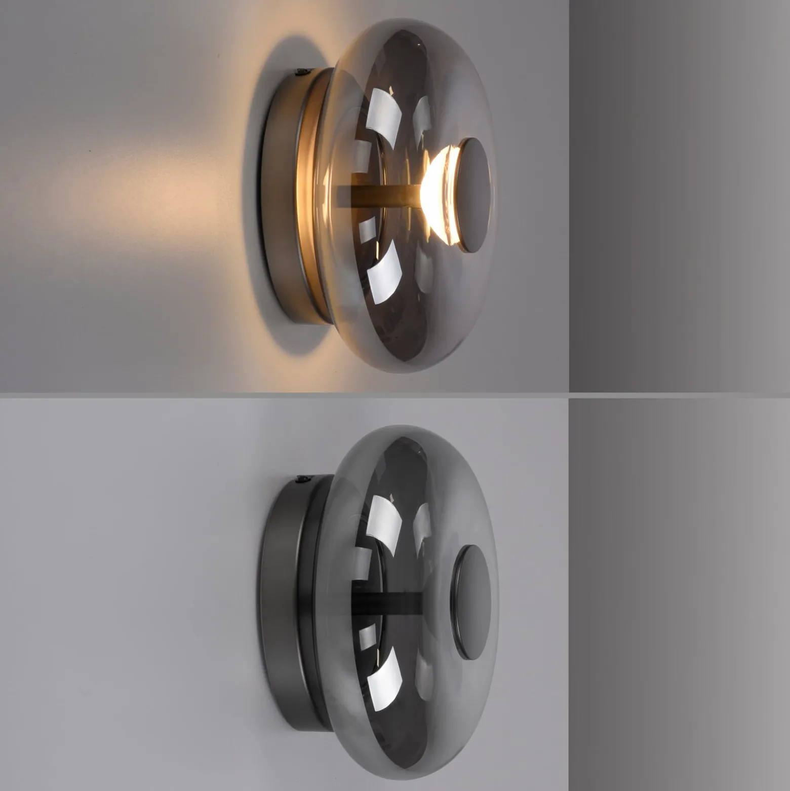 SCHÖNER WOHNEN LED-Deckenlampe Posh, Rauchglas, 3.000 K