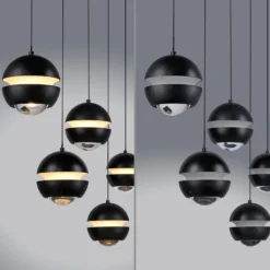 SCHÖNER WOHNEN LED-Hängelampe Lini schwarz 5-fl. lang 3.000K