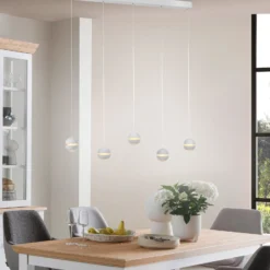 SCHÖNER WOHNEN LED-Hängelampe Lini weiß, 5-fl. lang, 3.000 K