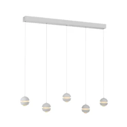 SCHÖNER WOHNEN LED-Hängelampe Lini weiß, 5-fl. lang, 3.000 K