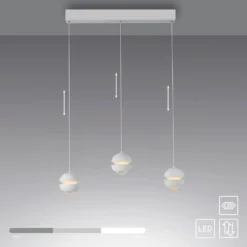 SCHÖNER WOHNEN LED-Hängelampe Lini weiß, 3-fl. lang, 3.000 K