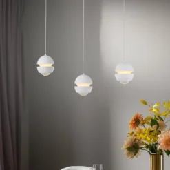 SCHÖNER WOHNEN LED-Hängelampe Lini weiß, 3-fl. lang, 3.000 K