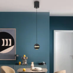 SCHÖNER WOHNEN LED-Hängeleuchte Lini, schwarz, 1-fl., 3.000K