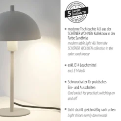 SCHÖNER WOHNEN Tischleuchte Ali, Sandbrise, Eisen, E14