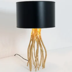 Schwarze Tischlampe Capri, rund, Höhe 44 cm
