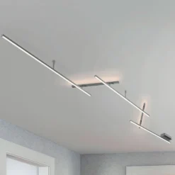 Schwenkbare LED-Deckenlampe Indira, Dimmer nickel