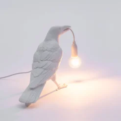 SELETTI Bird Lamp LED-Dekoleuchte, wartend, weiß